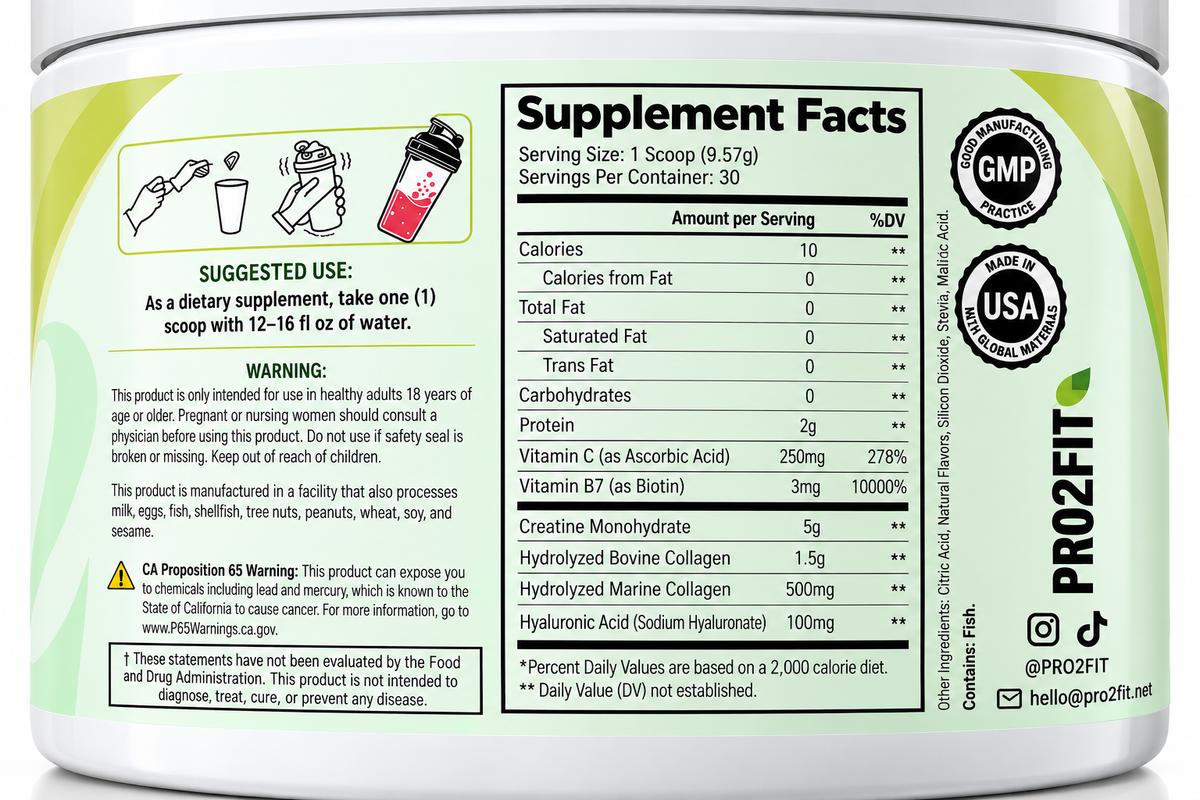PRO2FIT | Creatine + Multi Collagen Blend – Raspberry